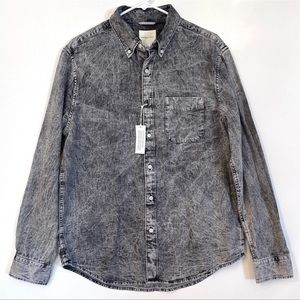 🥷🏿🥷🏿🥷🏿AMERICAN EAGLE OUTFITTERS MEN’S  BLACK WASH DENIM SHIRT SIZE-L